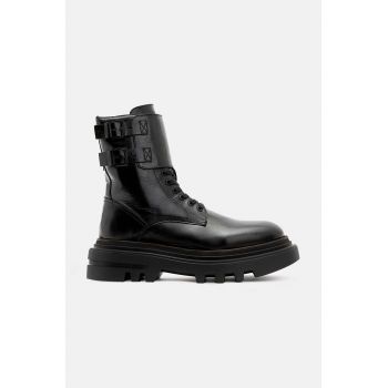 AllSaints cizme de piele Zoe Boot femei, culoarea negru, cu toc plat, W064FB