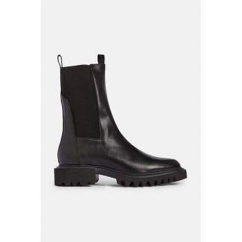 AllSaints ghete chelsea de piele Hallie Boot femei, culoarea negru, cu toc plat, W115FB