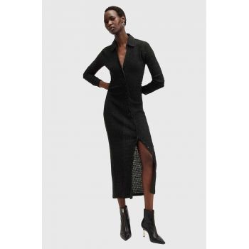 AllSaints rochie CONNIE MIDI DRESS culoarea negru, midi, mulata, W106DB