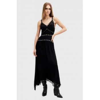 AllSaints rochie ZITA DRESS culoarea negru, midi, evazati, W045DB