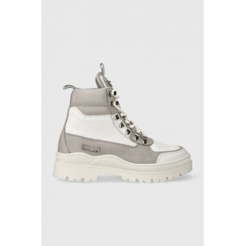 Filling Pieces botine Mountain Onyx femei, culoarea gri, cu toc plat, 64333811901