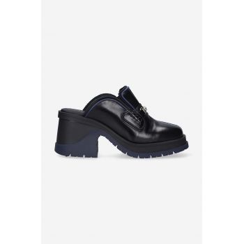 Filling Pieces șlapi de piele Gali Mule femei, culoarea negru, cu toc drept, 56133211861