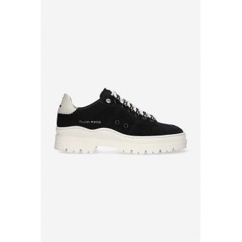 Filling Pieces sneakers din piele întoarsă Court Serrated culoarea negru, 89128861946