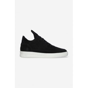 Filling Pieces sneakers din piele întoarsă Low top Perforated culoarea negru, 10120101861