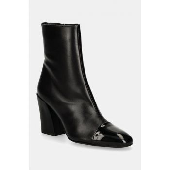 Furla cizme de piele Essential Ankle Boot femei, culoarea negru, cu toc drept, YI65FNU NE0000 O6000