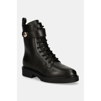 Furla cizme de piele Sfera Army Boot femei, culoarea negru, cu toc plat, YI46SFE WU0000 O6000