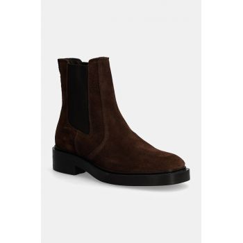 Gant botine din piele intoarsa Fallwi femei, culoarea maro, cu toc plat, 29553724 G896