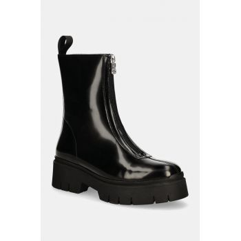 HUGO botine Kris femei, culoarea negru, cu toc plat, 50529837