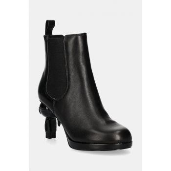 Karl Lagerfeld ghete chelsea de piele IKON ISLAND femei, culoarea negru, cu toc drept, KL39044