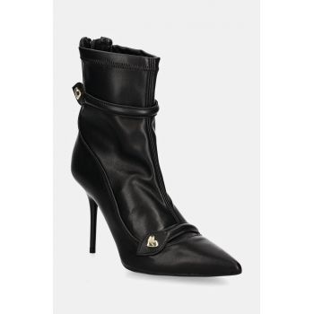 Love Moschino botine femei, culoarea negru, cu toc cui, JA21099G0LIEZ000