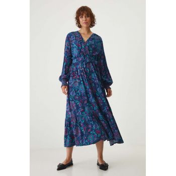 Medicine rochie culoarea bleumarin, midi, evazați