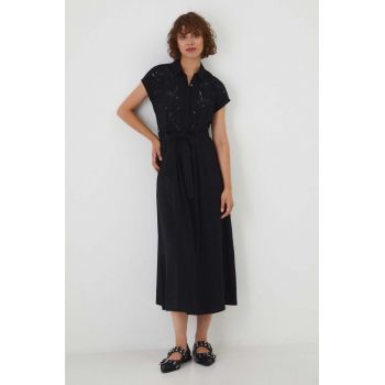 Medicine rochie culoarea negru, midi, drept