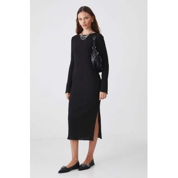 Medicine rochie culoarea negru, midi, mulata