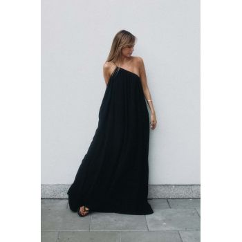 MUUV. rochie AISE culoarea negru, maxi, evazati