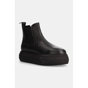 Steve Madden ghete chelsea de piele Hazel femei, culoarea negru, cu platforma, izolare usoara, SM11003088