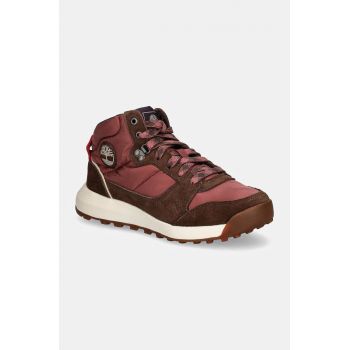 Timberland pantofi Retro Swift High femei, culoarea bordo, cu toc plat, TB0A28DTEKA1