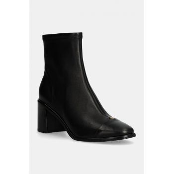 Tory Burch cizme de piele Cap-Toe Heel Ankle Boot femei, culoarea negru, cu toc drept, 159425-006