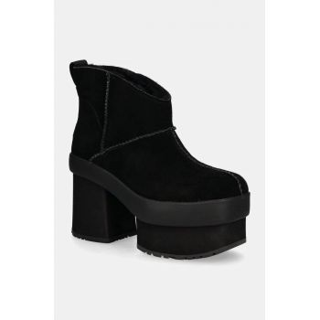 UGG botine New Heights Platform Mini femei, culoarea negru, cu toc drept, izolat, 1157910-BLK