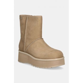 UGG cizme de piele Cityfunc Mid culoarea bej, cu platforma, 1163030-MDSD