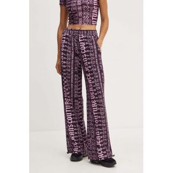 Versace Jeans Couture pantaloni de trening din bumbac culoarea violet, modelator, 77HAA320 FS172