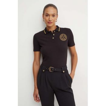 Versace Jeans Couture polo de bumbac culoarea negru, 77HAGT00 CJ01T