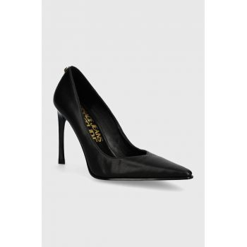 Versace Jeans Couture stilettos de piele Sadie culoarea negru, 77VA3S25 ZP127 899