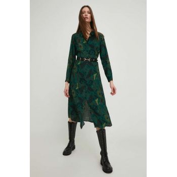 Answear Lab rochie culoarea verde, midi, evazati