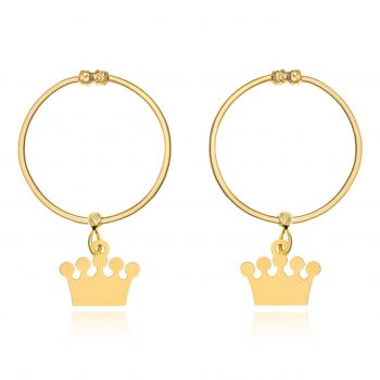 Cercei din aur 14k - Royal Crown 2cm