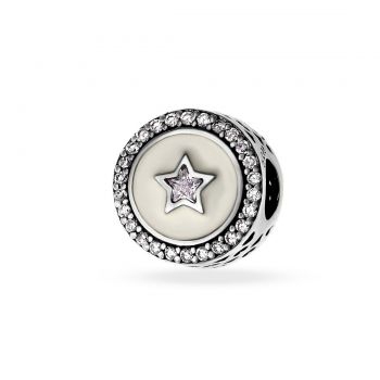 Charm din Argint 925 Inimioara Shiny Star White 2.84gr