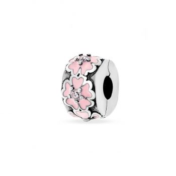 Clips din Argint 925 Pink Flower 2.73gr