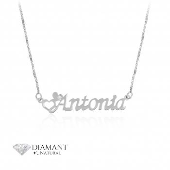 Colier cu Nume din Argint 925 si Diamant Natural