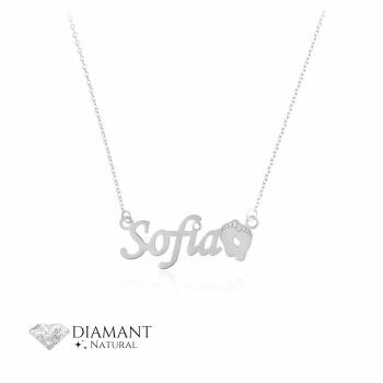 Colier din Argint personalizabil cu Nume si Diamant Natural - Premium Collection