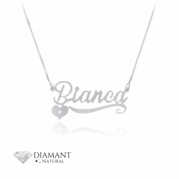 Colier din Argint personalizat cu Nume si Diamant Natural - Premium Collection