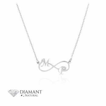 Colier Infinity din Argint personalizabil cu Initiale si Diamante Naturale