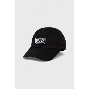 EA7 Emporio Armani șapcă de baseball din bumbac culoarea negru, cu imprimeu