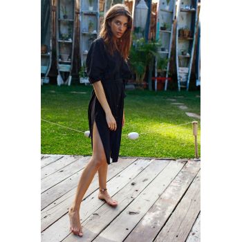 MUUV. rochie Beach Shirt femei, culoarea negru, regular