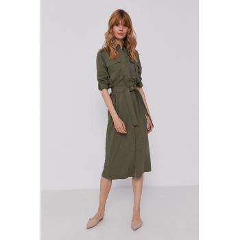 Pepe Jeans Rochie Isabella culoarea verde, midi, model drept