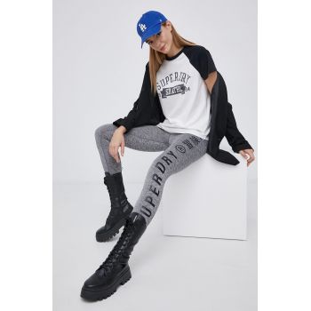 Superdry Colanți femei, culoarea gri, melanj