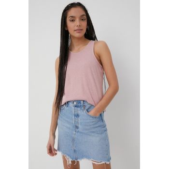 Superdry top din bumbac culoarea roz