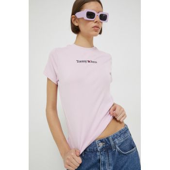 Tommy Jeans tricou femei, culoarea violet