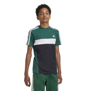 adidas tricou de bumbac pentru copii J 3S TIB T culoarea verde, cu imprimeu, IW3494