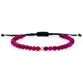 Brățara cu Agate Fuchsia si bila din aur 14K