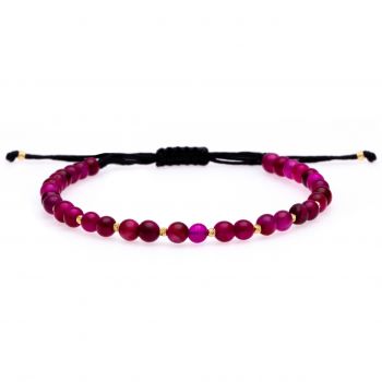 Brățara Duo cu Agate Fuchsia si 10 bilute din aur 14K