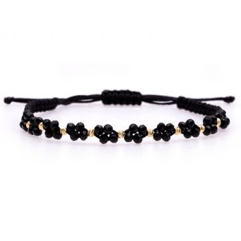 Bratara Black Only cu cristale negre si bilute de aur 14k