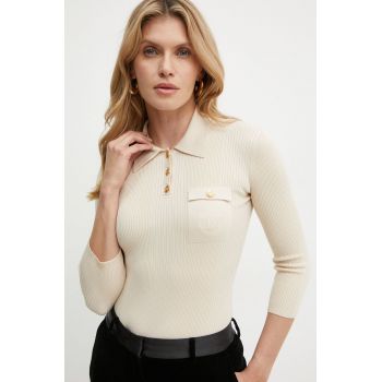 Elisabetta Franchi pulover din amestec de mătase culoarea bej, light, MK09B46E2