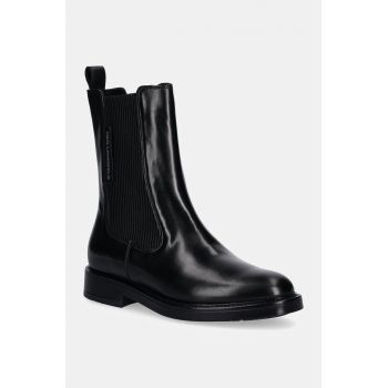 Karl Lagerfeld ghete chelsea de piele BLAKE femei, culoarea negru, cu toc plat, KL41460