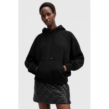 AllSaints hanorac de bumbac TALON UNDRGRND HOODY femei, culoarea negru, cu glugă, cu imprimeu, W051JB