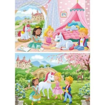 Puzzle printese si unicorn 2x12 piese