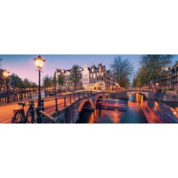 Ravensburger - Puzzle panorama noaptea in Amsterdam 1000 piese design nou