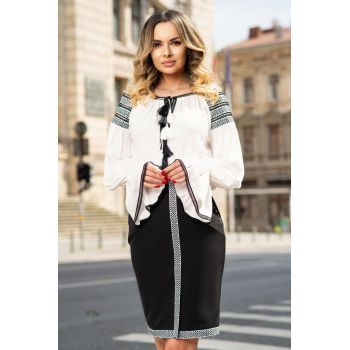 Bluza Effect alba tip ie cu motive traditionale